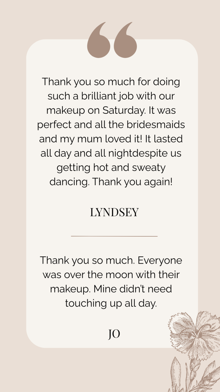 Testimonial from Cheshire brides, one of whom was married at the Grosvenor Pulford Hotel.