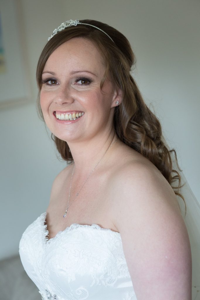 Soft glam bridal makeup with glowing skin by Chester bridal makeup artist Skin & Veil Bridal.