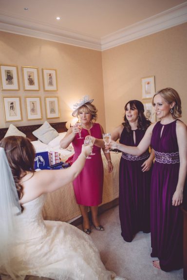 A relaxing morning getting ready with Champagne and a professional makeup service